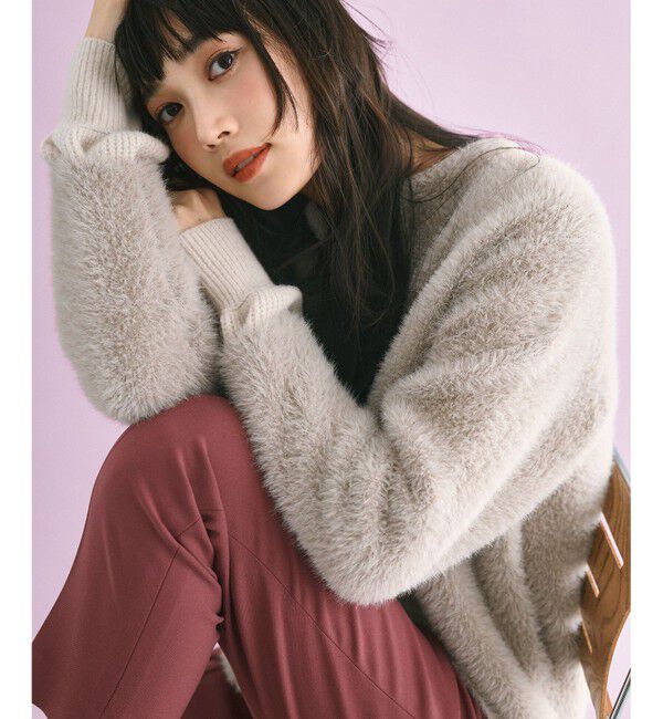 any SiS「【洗える】シャギーニット アウター」|カーディガン|