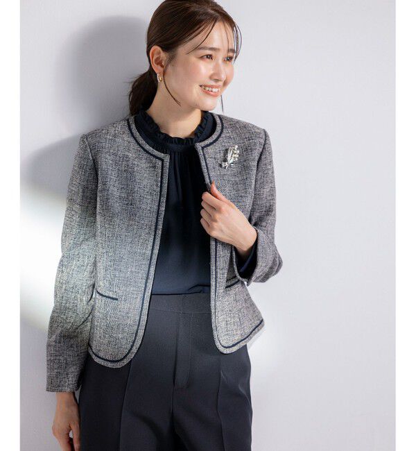 ANY SIS「【洗える】ライトストレッチ ツイード ジャケット」|ノーカラージャケット|ﾈｲﾋﾞｰｼ