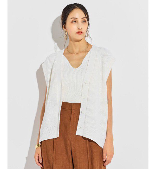 BEIGE,「COME / ジレカーディガン」|カーディガン|White