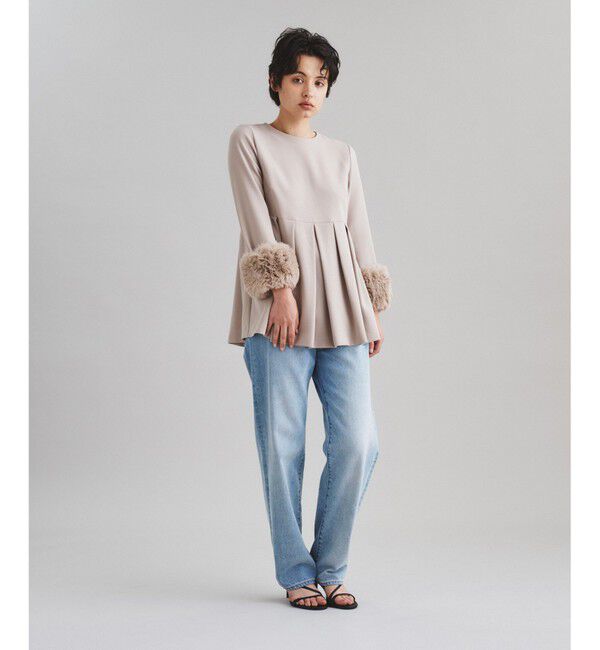  「ファーカフストップ」|Tシャツ・カットソー|ベージュ