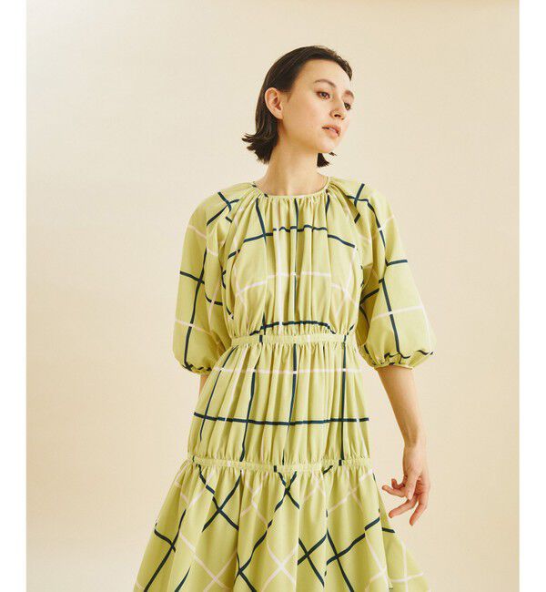 Grace Class「チェックプリントギャザードレス」|ワンピース|