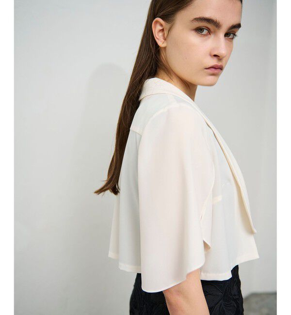 Grace Class「ケープスリーブシアージャケット」|ノーカラージャケット|