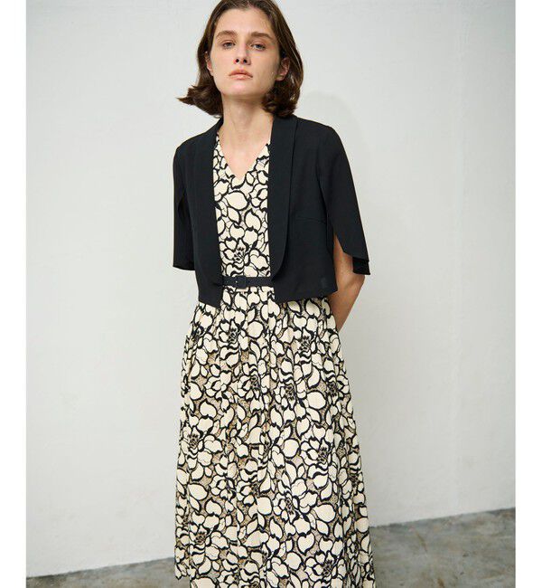 Grace Class「ケープスリーブシアージャケット」|ノーカラージャケット|ブラック