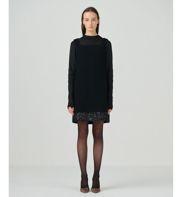 GRACE CONTINENTAL「スパンコールヘムミニワンピース」|ワンピース|ブラック