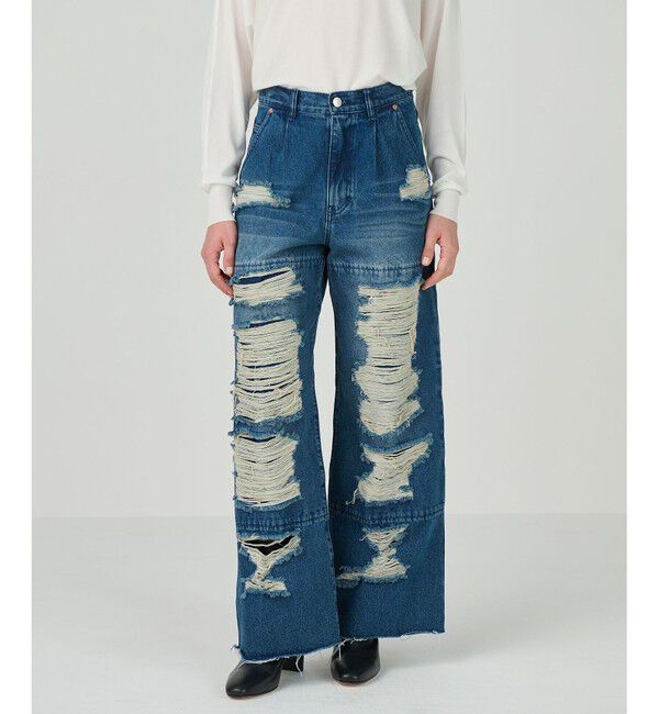 Grace Class「ハードクラッシュデニムパンツ」|デニム|インディゴ