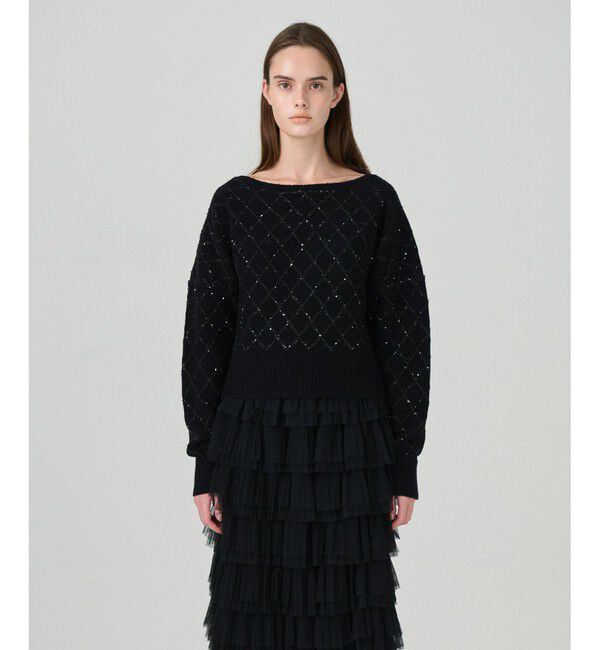 GRACE CONTINENTAL「スパークルニットトップ」|ニット・セーター|ブラック