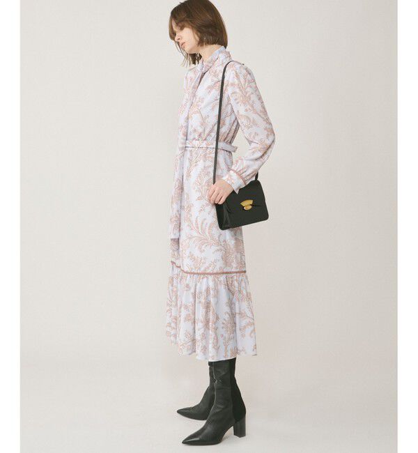 GRACE CONTINENTAL「サラサプリントリボン付ワンピース」|ワンピース|