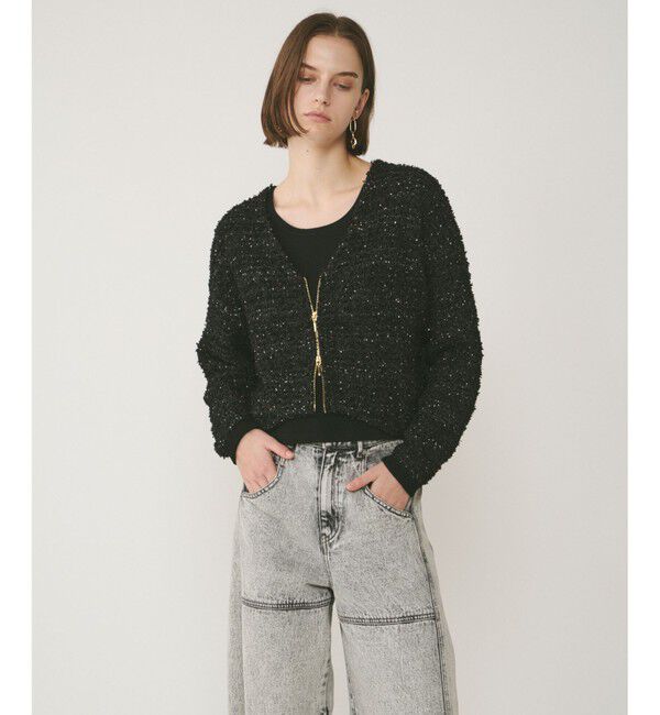 Diagram「ツイードニットzipカーディガン」|カーディガン|ブラック