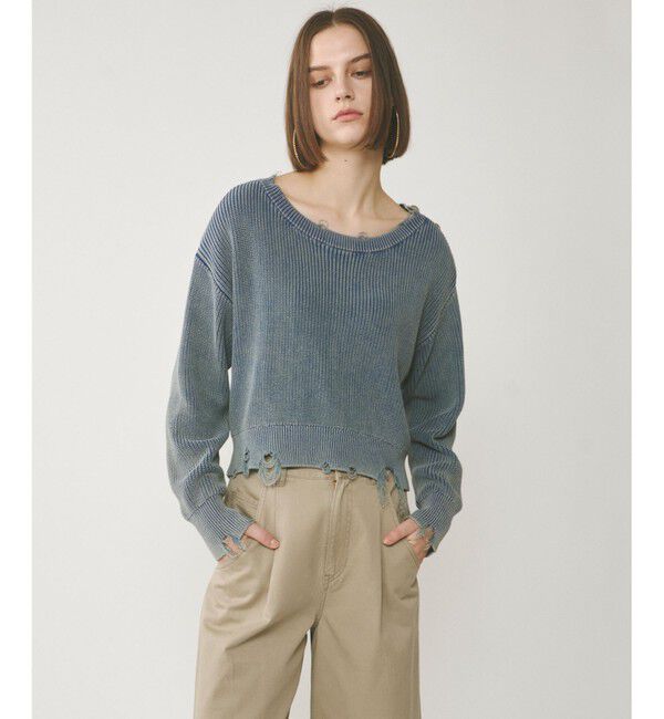  「ピグメントニットトップ」|ニット・セーター|ネイビー