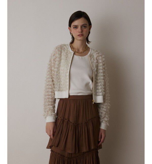  「フリンジニットzipカーディガン」|ニット・セーター|