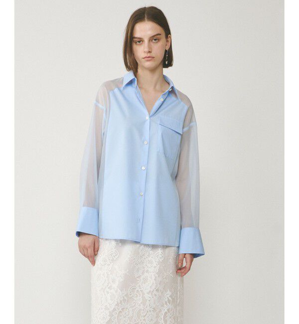 「シアーコンビオーバーシャツ」|シャツ・ブラウス|ブルー
