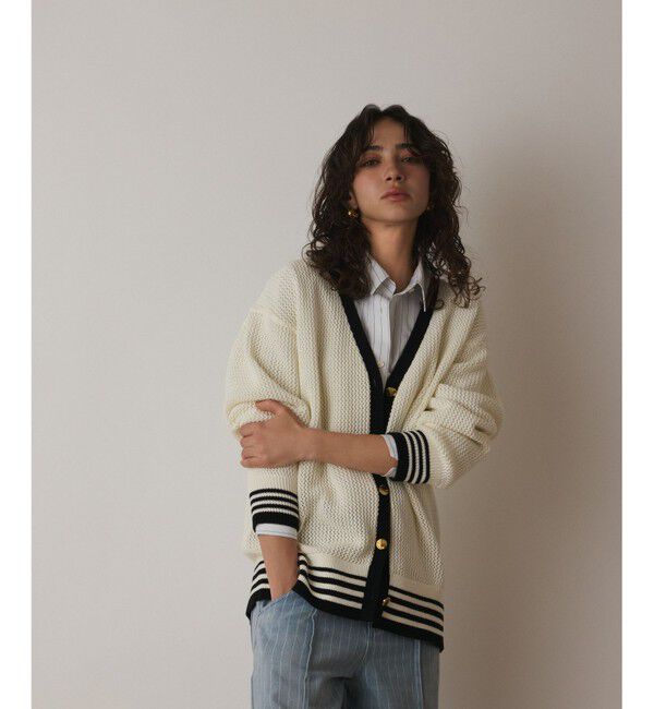 Diagram「メッシュラインニットカーディガン」|カーディガン|ホワイト