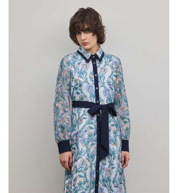 GRACE CONTINENTAL「マルチフラワー刺繍フレアワンピース」|ワンピース|