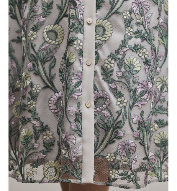 GRACE CONTINENTAL「マルチフラワー刺繍フレアワンピース」|ワンピース|