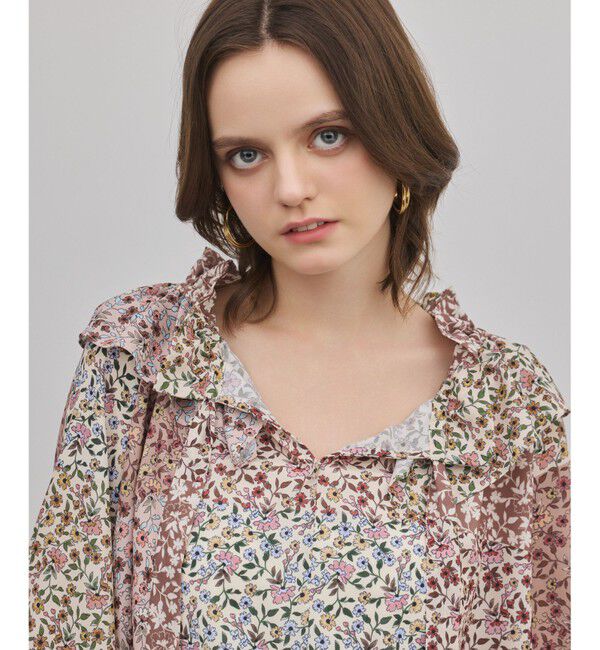 GRACE CONTINENTAL「パッチワークプリントカフタンブラウス」|シャツ・ブラウス|ベージュ