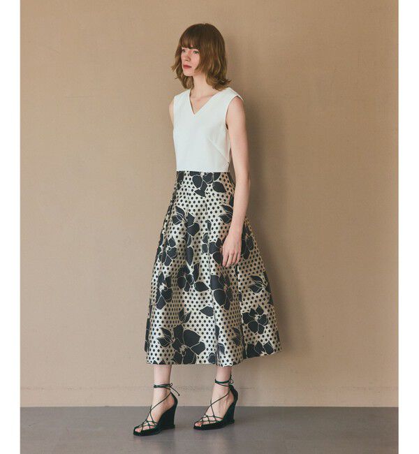 Grace Class「ドットボタニカルジャガードドレス」|ドレス|