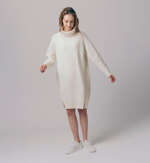 LACOSTE「ミドルゲージタートルネックニットドレス」|ワンピース|ホワイト
