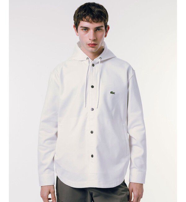 LACOSTE「オーバーサイズ フード付き シャツブルゾン」|ブルゾン・スタジャン|ホワイト
