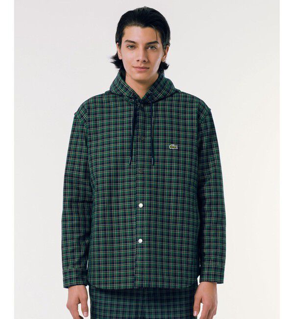 LACOSTE「オーバーサイズ フード付き シャツブルゾン」|ブルゾン・スタジャン|ネイビー