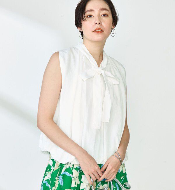 NOLLEY'S「《セットアップ対応》リンクルタイプライターバルーンブラウス」|シャツ・ブラウス|オフホワイト