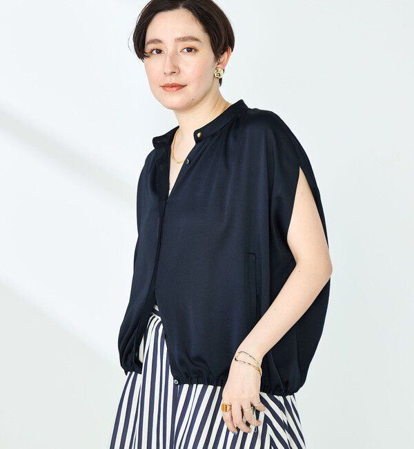 NOLLEY'S「ハンマーサテンケープブラウス」|シャツ・ブラウス|