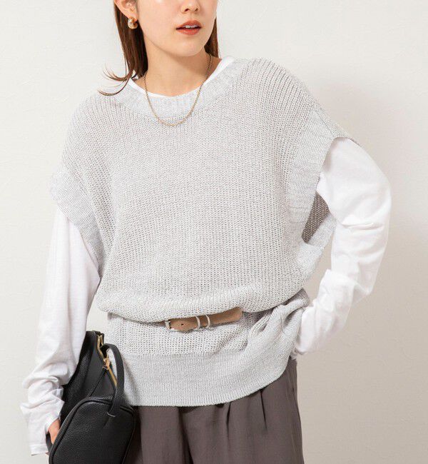 NOLLEY'S「【WEB限定】《手洗い可能》ペーパーヤーン2WAYベスト」|ベスト・ジレ|グレー系1