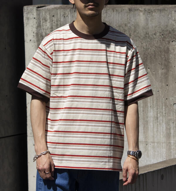 GLOSTER「【GLOSTER/グロスター】マルチボーダー リンガーTシャツ」|Tシャツ・カットソー|ベージュ系その他