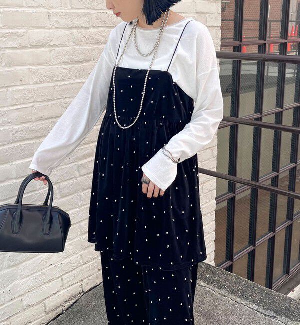 fredy emue「《セットアップ対応》ベロアドット刺繍キャミブラウス」|キャミソール|