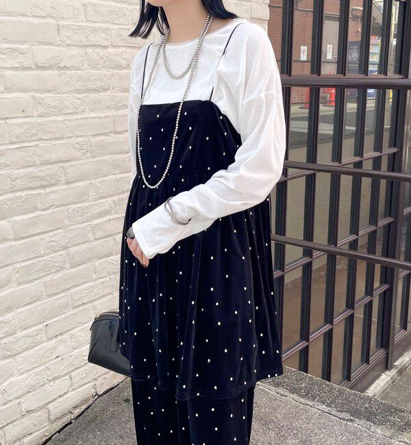 fredy emue「《セットアップ対応》ベロアドット刺繍キャミブラウス」|キャミソール|