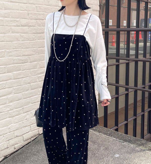 fredy emue「《セットアップ対応》ベロアドット刺繍キャミブラウス」|キャミソール|