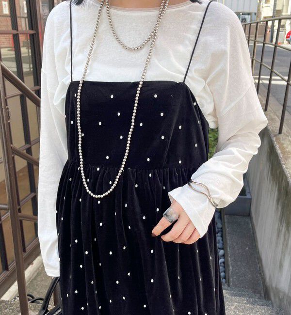 fredy emue「《セットアップ対応》ベロアドット刺繍キャミブラウス」|キャミソール|