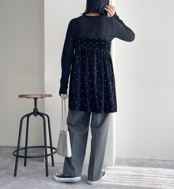 fredy emue「《セットアップ対応》ベロアドット刺繍キャミブラウス」|キャミソール|