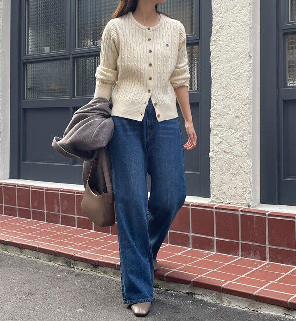 fredy emue「ウール混FR刺繍ケーブル柄カーディガン」|ニット・セーター|