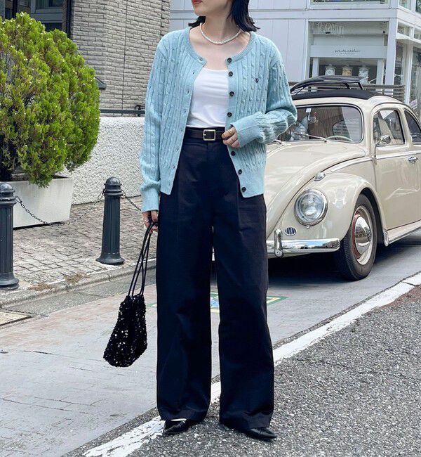 fredy emue「ウール混FR刺繍ケーブル柄カーディガン」|ニット・セーター|