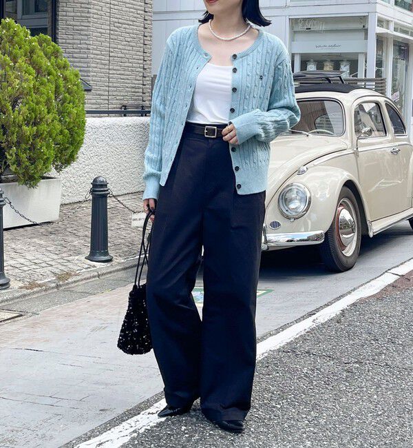 fredy emue「ウール混FR刺繍ケーブル柄カーディガン」|ニット・セーター|