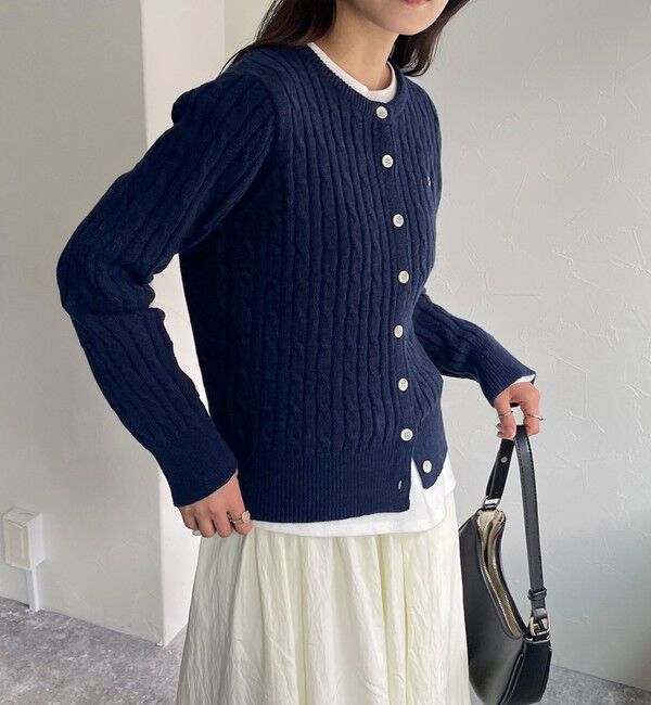 fredy emue「ウール混FR刺繍ケーブル柄カーディガン」|ニット・セーター|