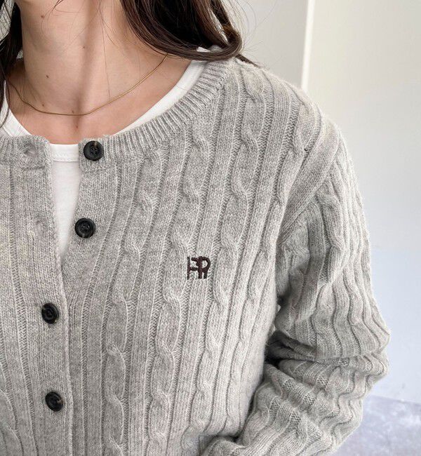 fredy emue「ウール混FR刺繍ケーブル柄カーディガン」|ニット・セーター|