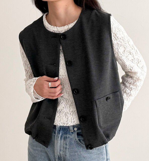 fredy emue「【セットアップ対応】ポンチノーカラージレ」|ベスト・ジレ|