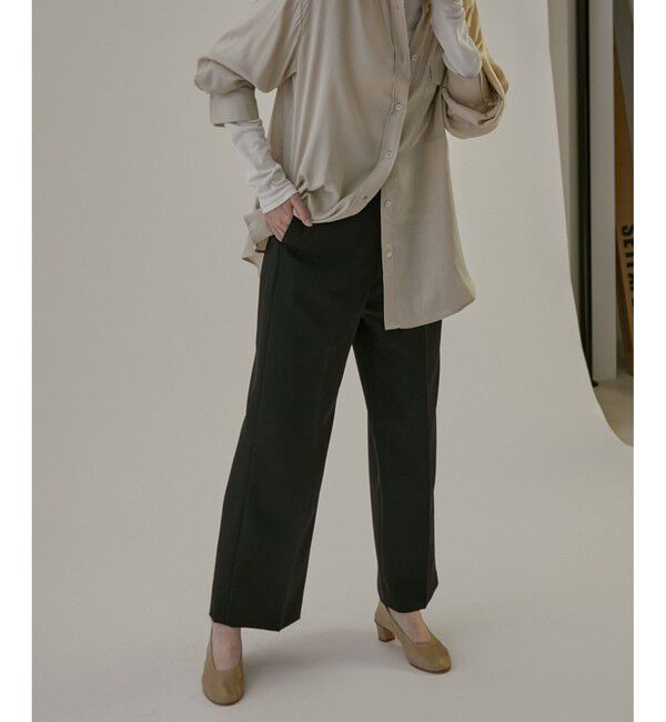 SALON adam et rope'「エコツイルスタイルアップワイドパンツ【洗える】」|チノ|