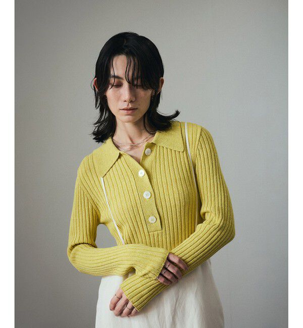 SALON adam et rope'「ローシルクリブニットポロシャツ」|ニット・セーター|