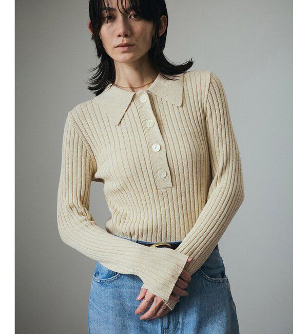 SALON adam et rope'「ローシルクリブニットポロシャツ」|ニット・セーター|