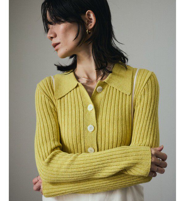 SALON adam et rope'「ローシルクリブニットポロシャツ」|ニット・セーター|イエロー