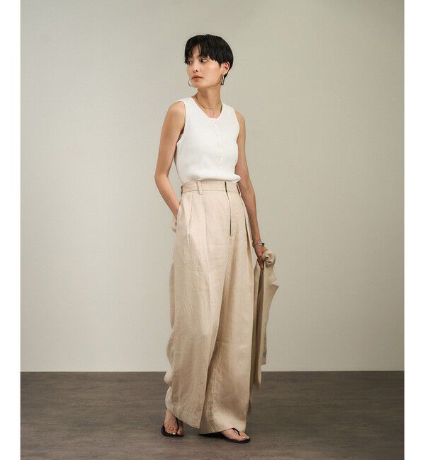 SALON adam et rope'「リネンツイルタックパンツ」|スラックス|
