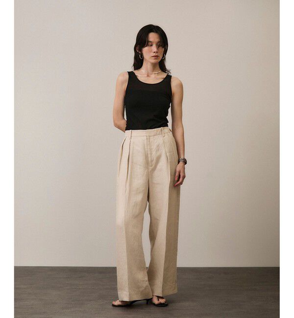 SALON adam et rope'「リネンツイルタックパンツ」|スラックス|