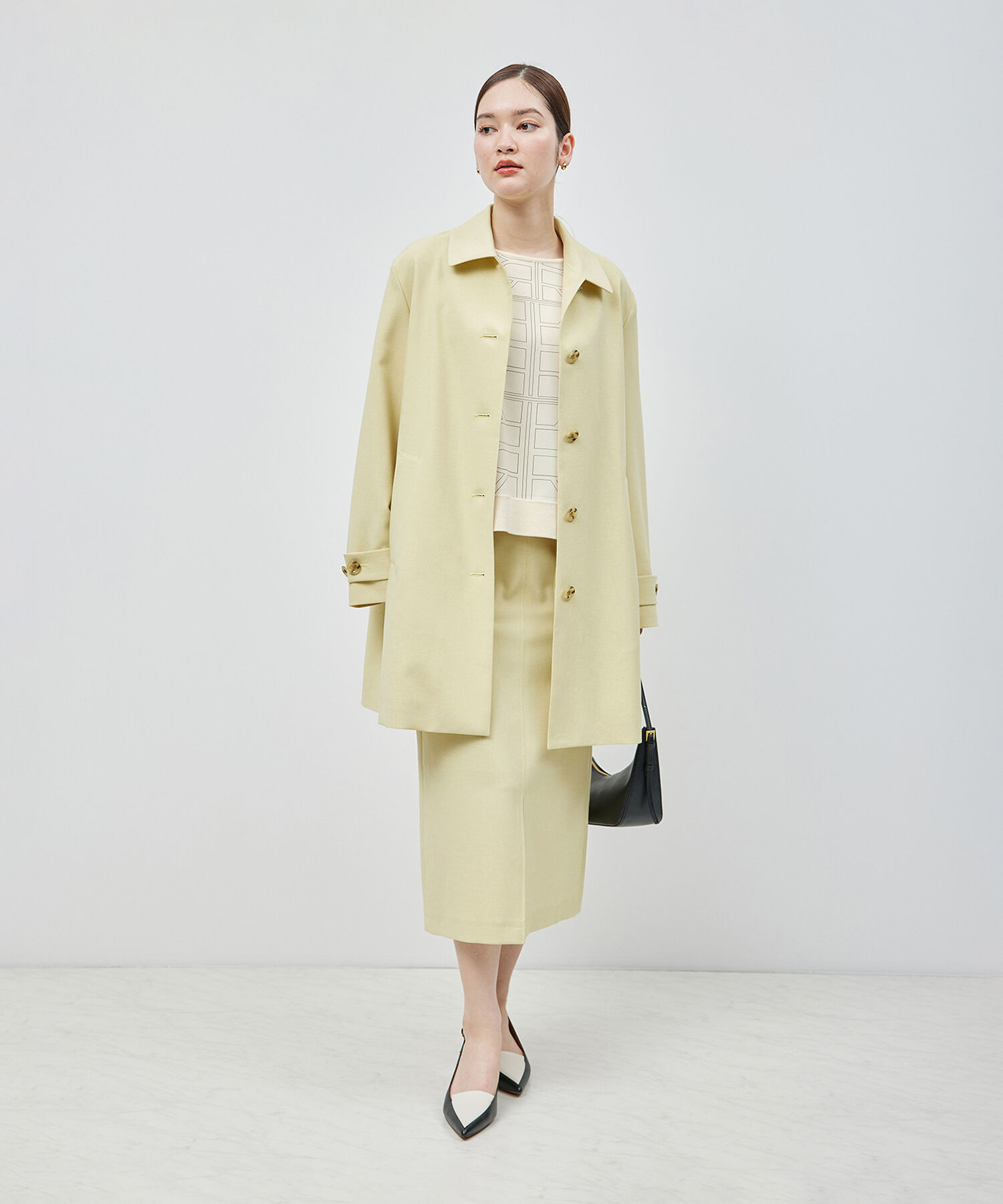 ROPE「ミドル丈ステンカラーコート《軽量・しわになりにくい・ストレッチ素材》」|ステンカラーコート|