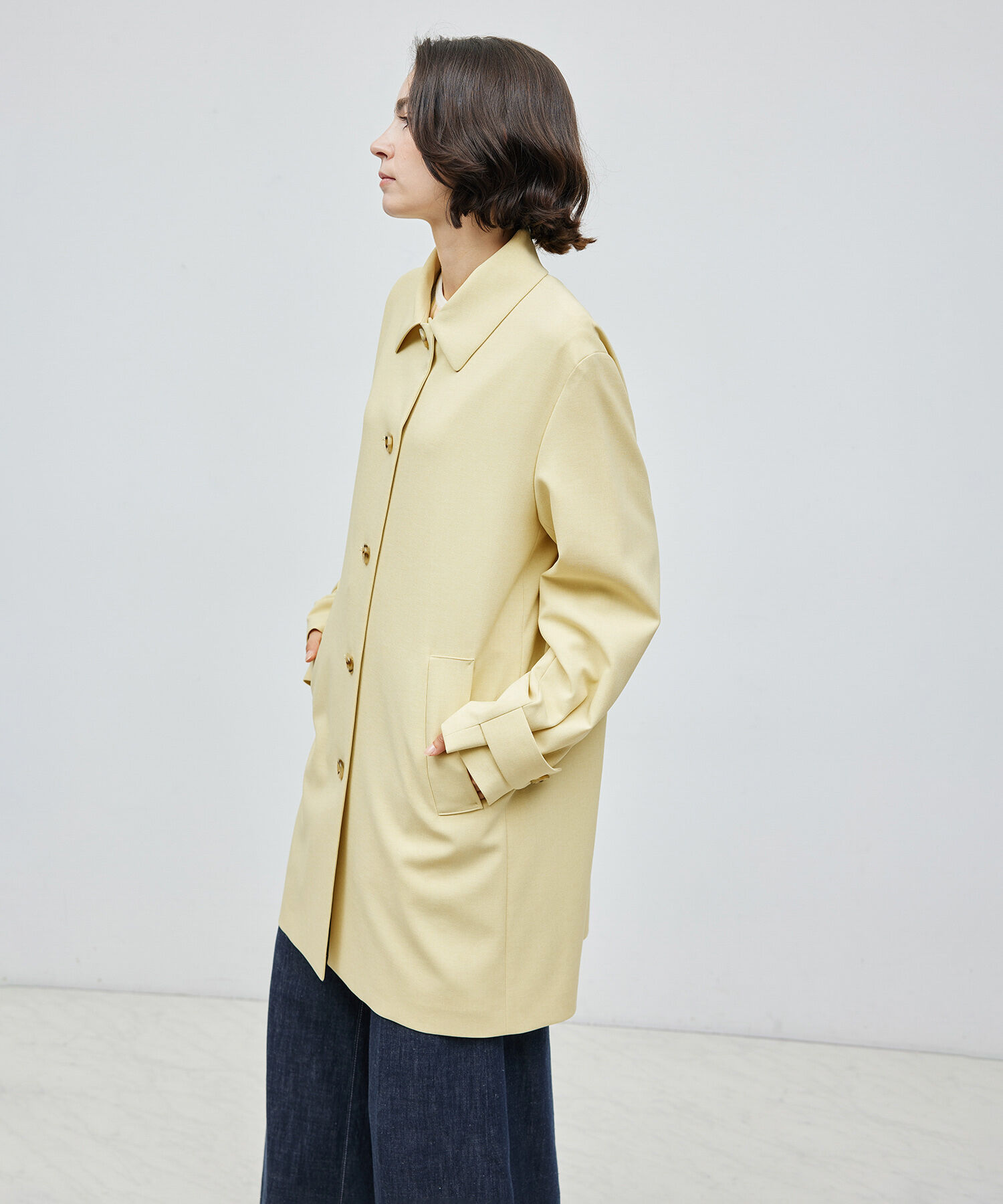 ROPE「ミドル丈ステンカラーコート《軽量・しわになりにくい・ストレッチ素材》」|ステンカラーコート|