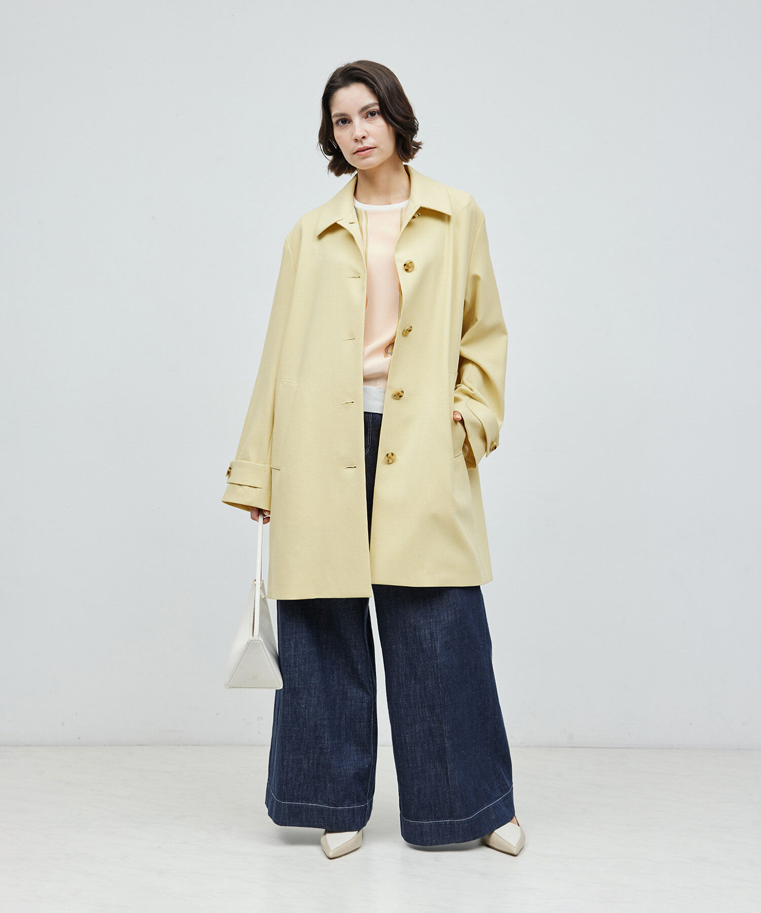 ROPE「ミドル丈ステンカラーコート《軽量・しわになりにくい・ストレッチ素材》」|ステンカラーコート|