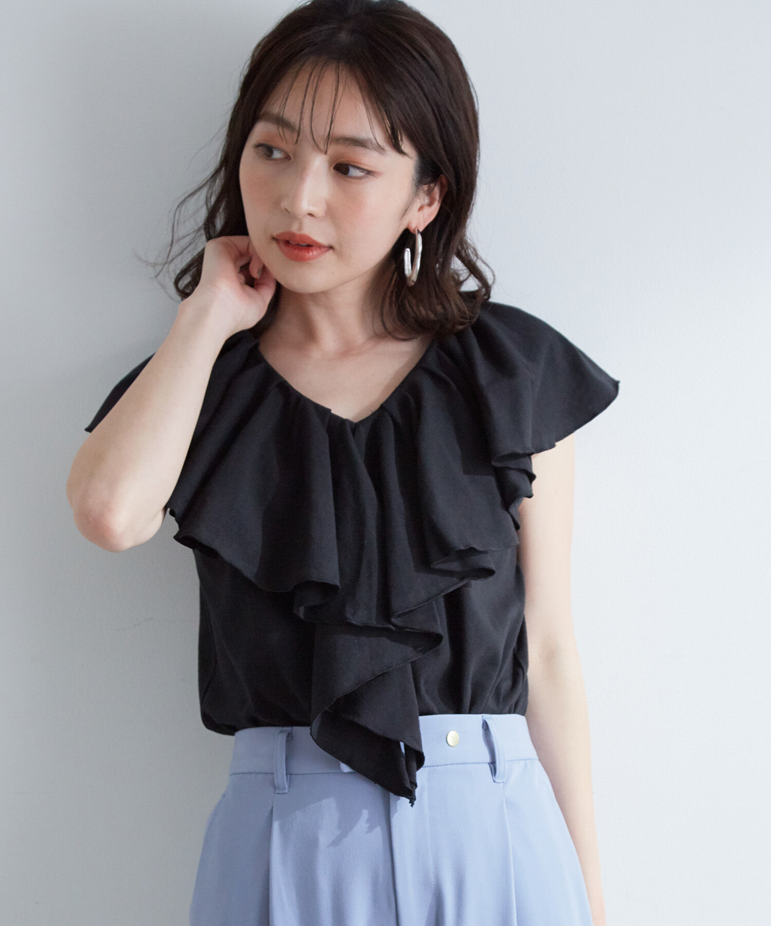 VIS「フリルカラーカットソートップス」|Tシャツ・カットソー|