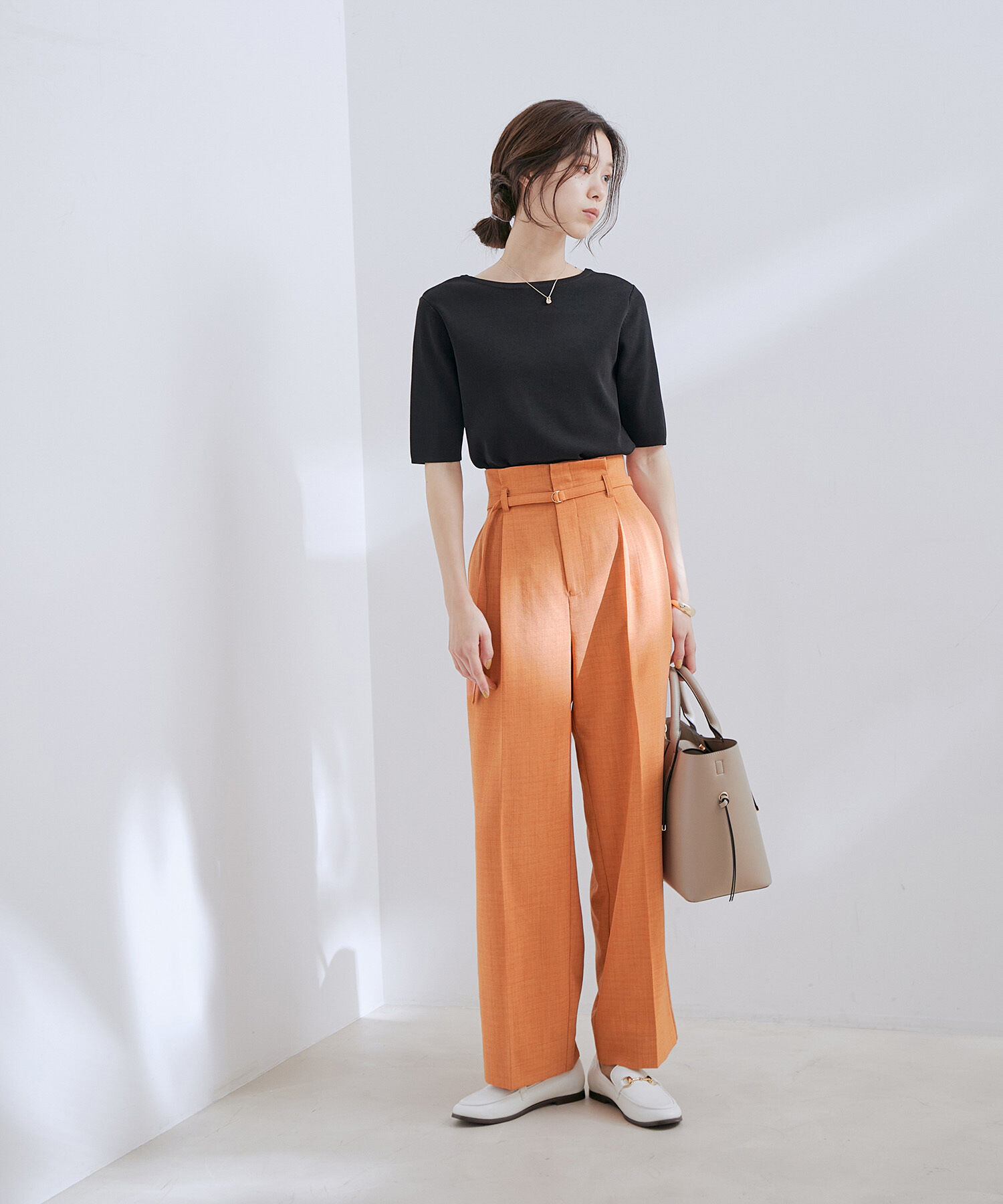 VIS「【接触冷感・洗える】美easy Dカンベルト付きワイドパンツ【セットアップ対応】」|スラックス|