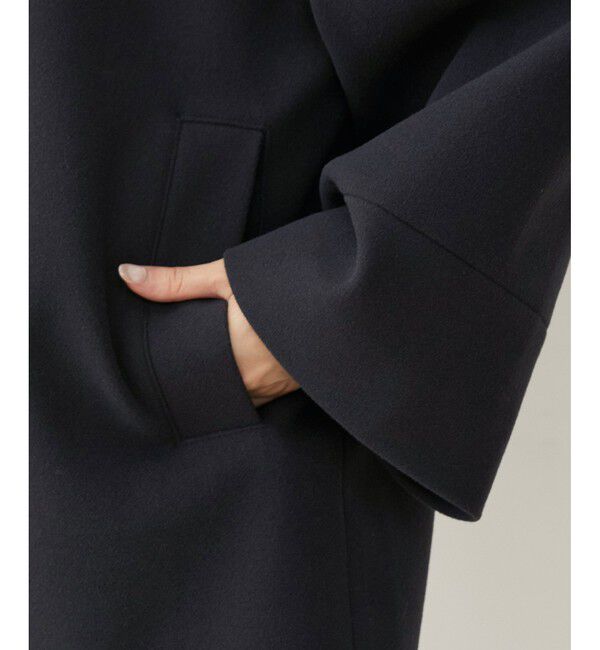 VIS「【静電気防止】ステン&スタンドカラージャージメルトンミドル丈コート」|ステンカラーコート|